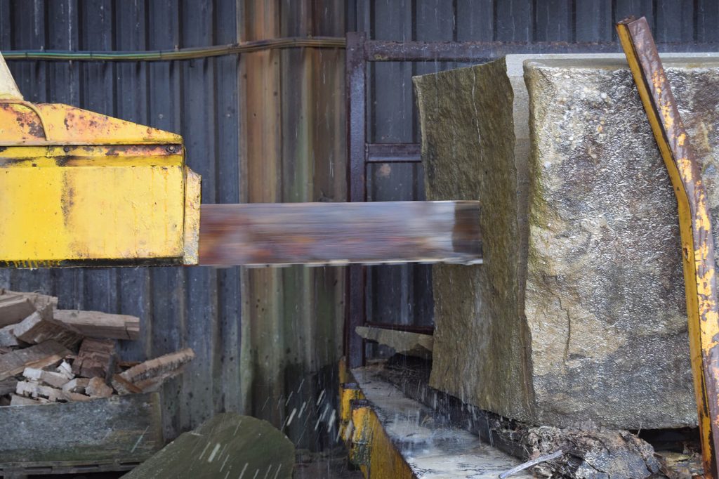 stone saw in use