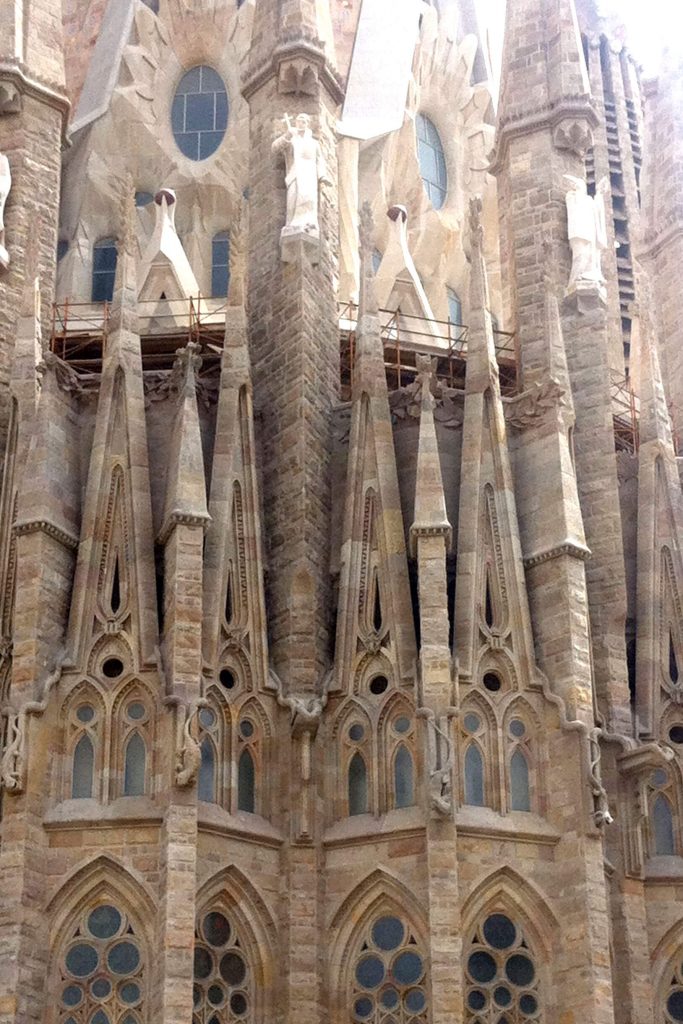 closeup of Basilica de la Sagrada Familia