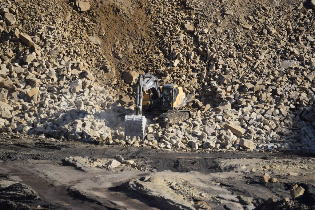 excavator at Montcliffe Quarry